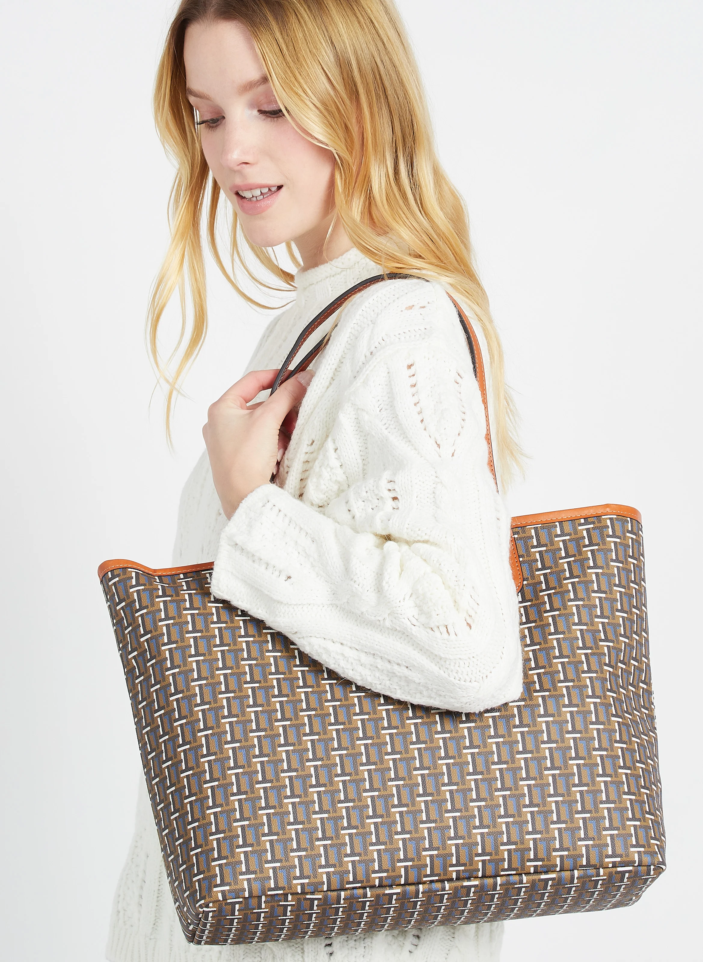 CAMILLE - Cabas imprimé en toile| Marron
