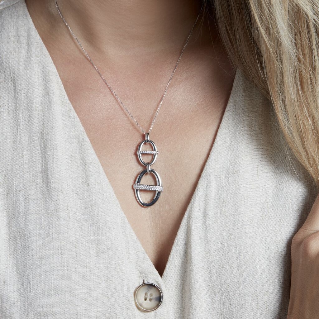 Collier Argent Sabri Oxydes De Zirconium