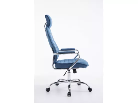 Chaise de bureau - Tissu & Métal chromé - Bleu - Rako
