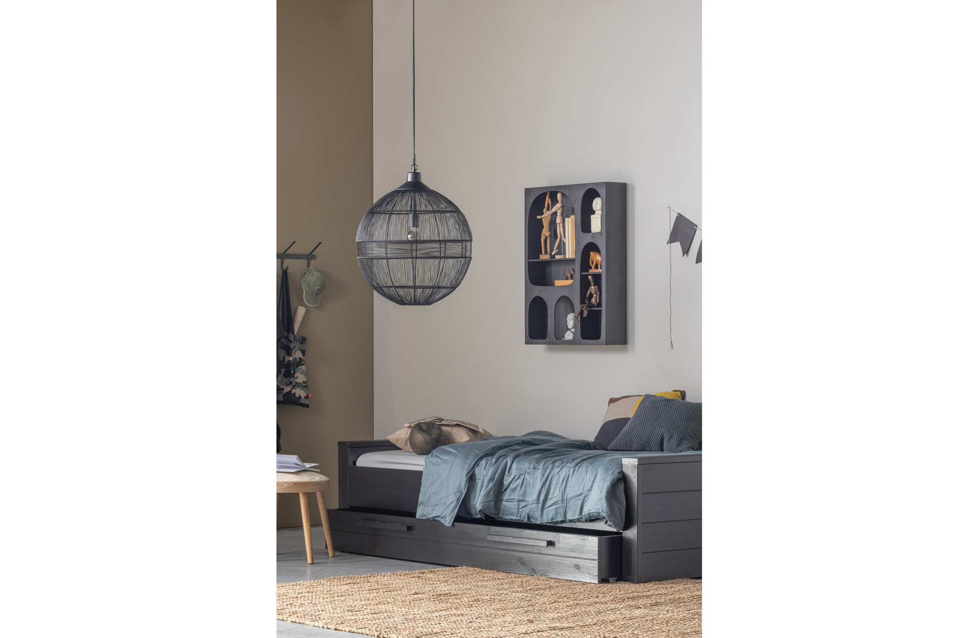 WOOOD matras/bedlade Dennis geborsteld Dennis matras/bedlade steelgrey geborsteld