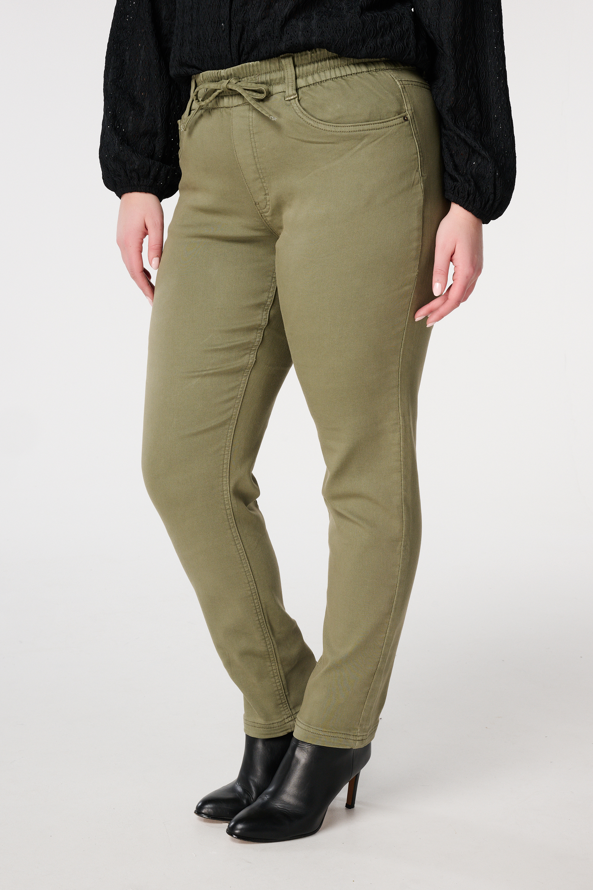 Denim jogger broek Khaki