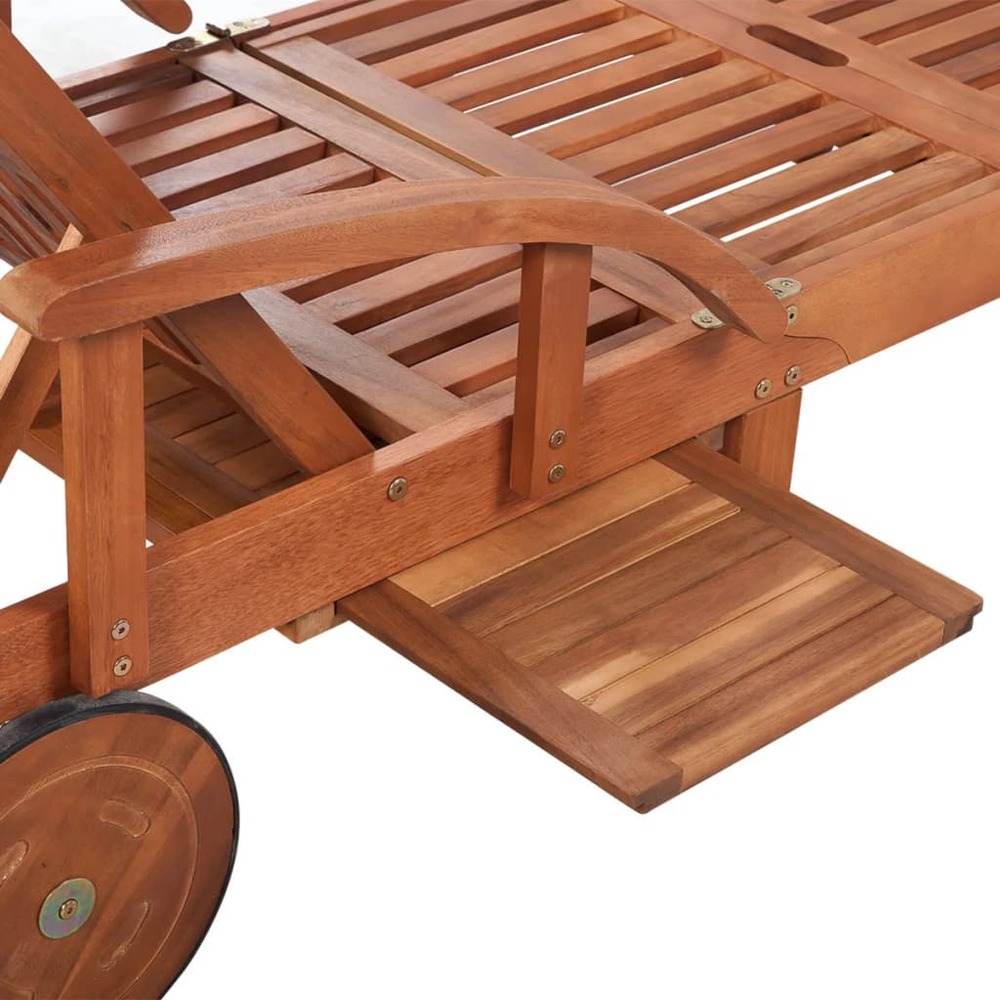 Transat chaise longue bain de soleil lit de jardin terrasse meuble d'extérieur avec coussin bois d'acacia solide