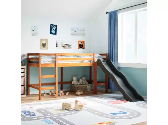 Lit mezzanine d'enfants sans matelas 90x200 cm bois pin massif