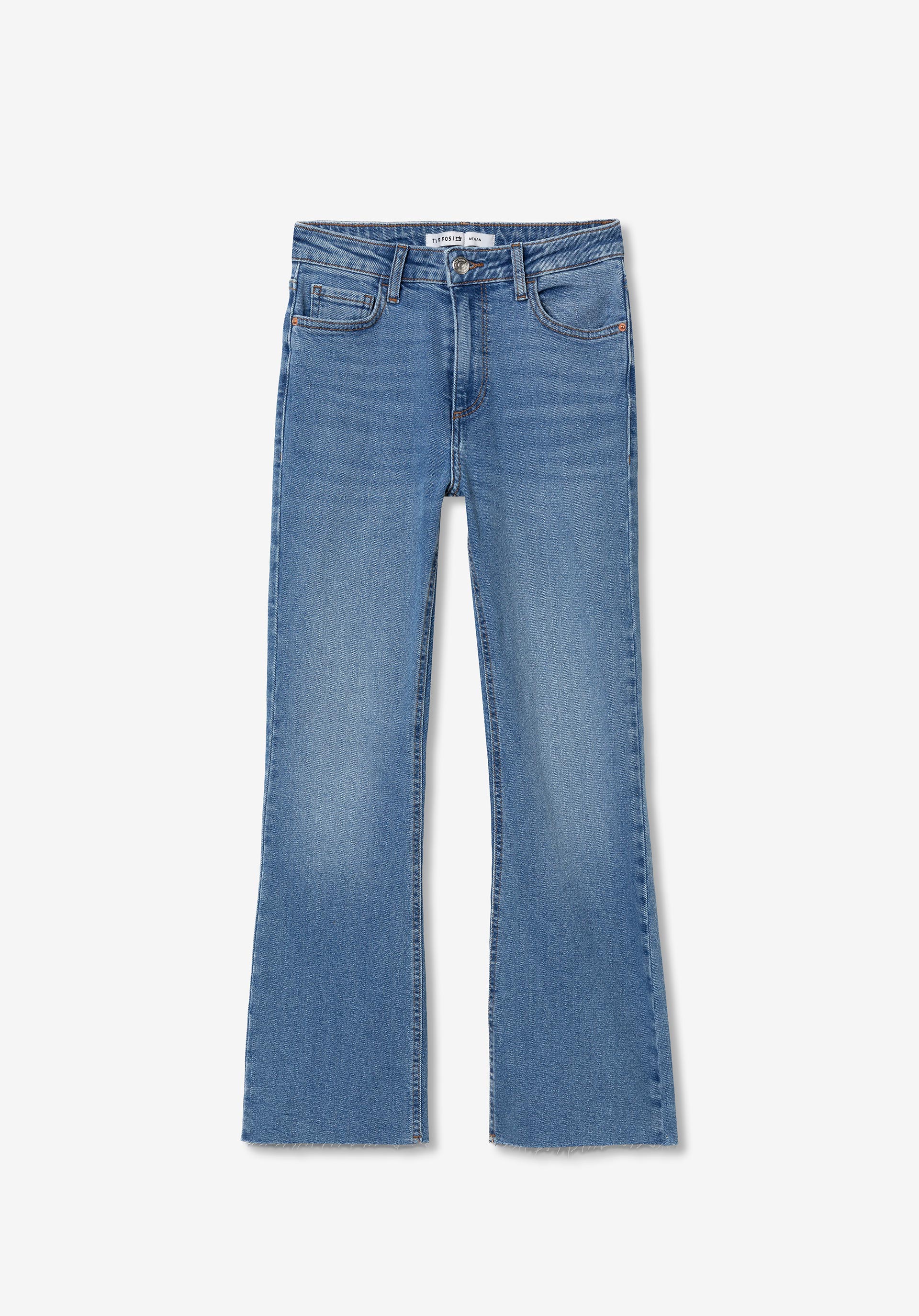 Jeans Megan Cropped Flare Cintura Alta