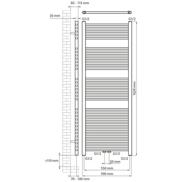 Haceka designradiator Gobi goud structuur 829 Watt 162x59 cm