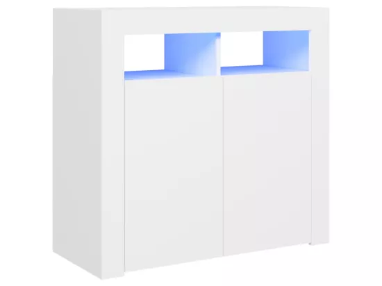 Buffet avec lumières LED Blanc 80x35x75 cm