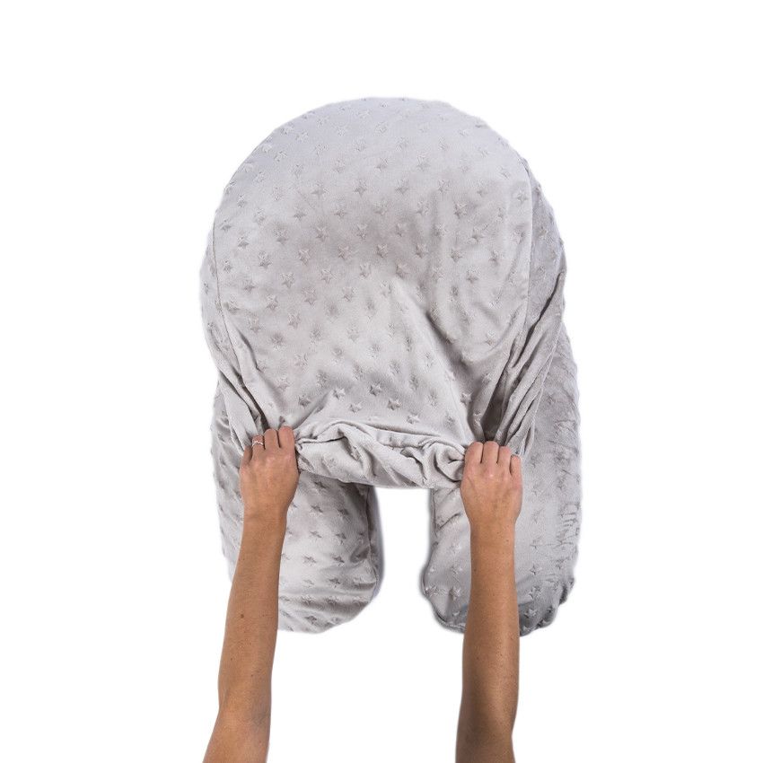 Housse de coussin d'allaitement ronde en polaire - Etoiles - Ecru