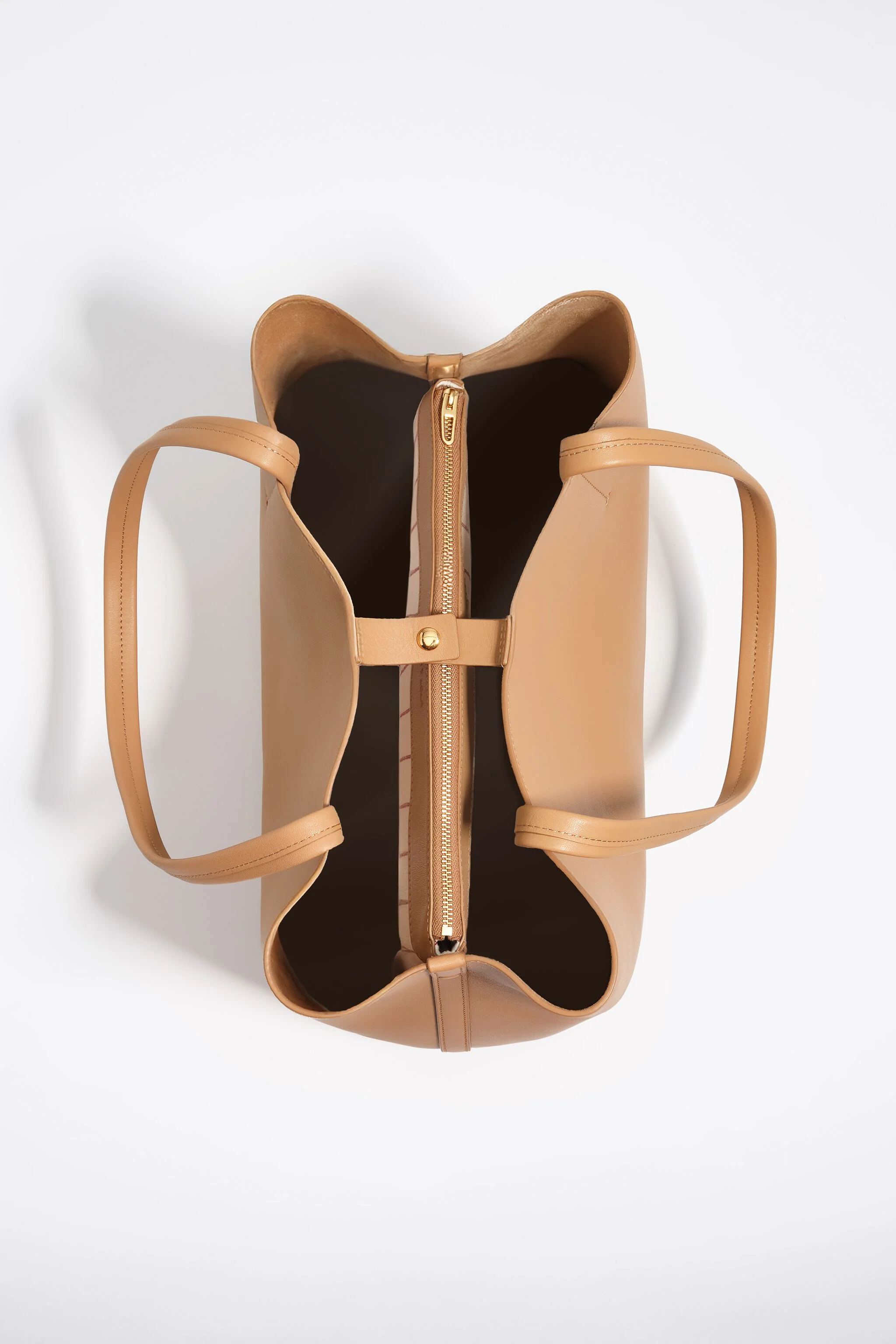 Bolsa de compras média em couro cor avelã