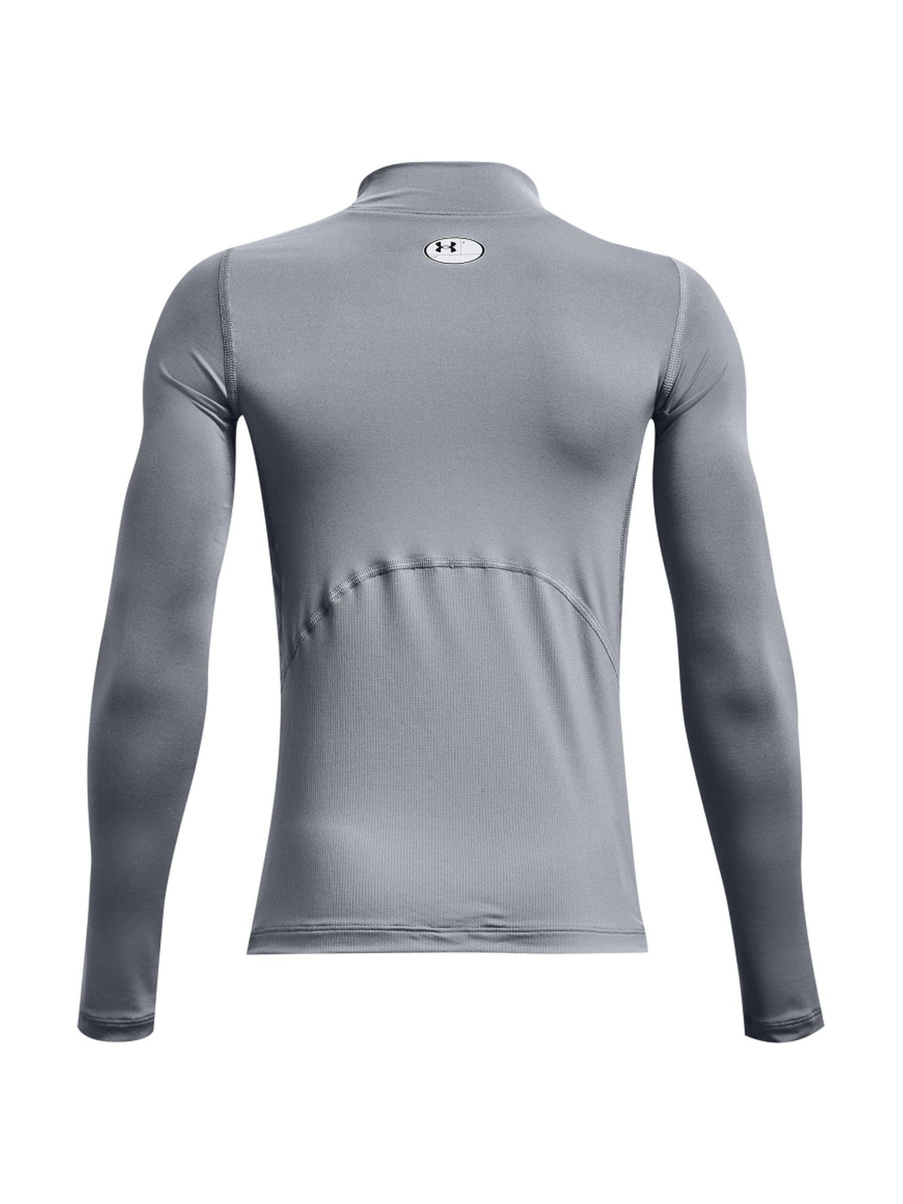 Wolkengrijs - Under Armour Heat Gear T-shirt met lange mouwen en opstaande kraag