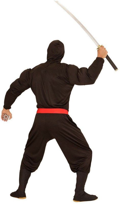 Super Ninja - Kostuum - Zwart - Polyester - Inclusief Gezichtmasker
