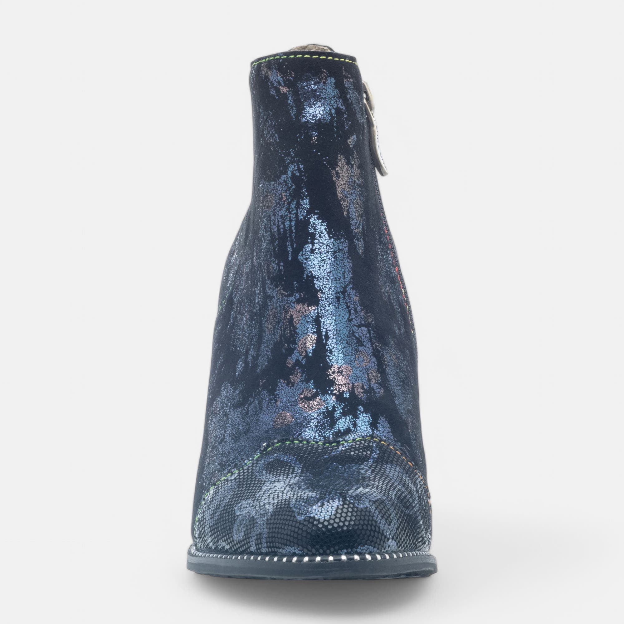 Bottines à talon Femme en cuir bleu marine