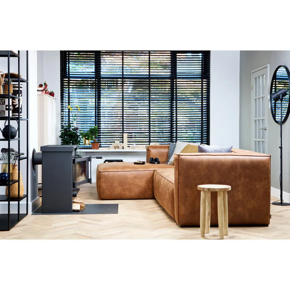 WOOOD Bean Hoekbank Links - Ecoleer - Cognac - 73x305x96