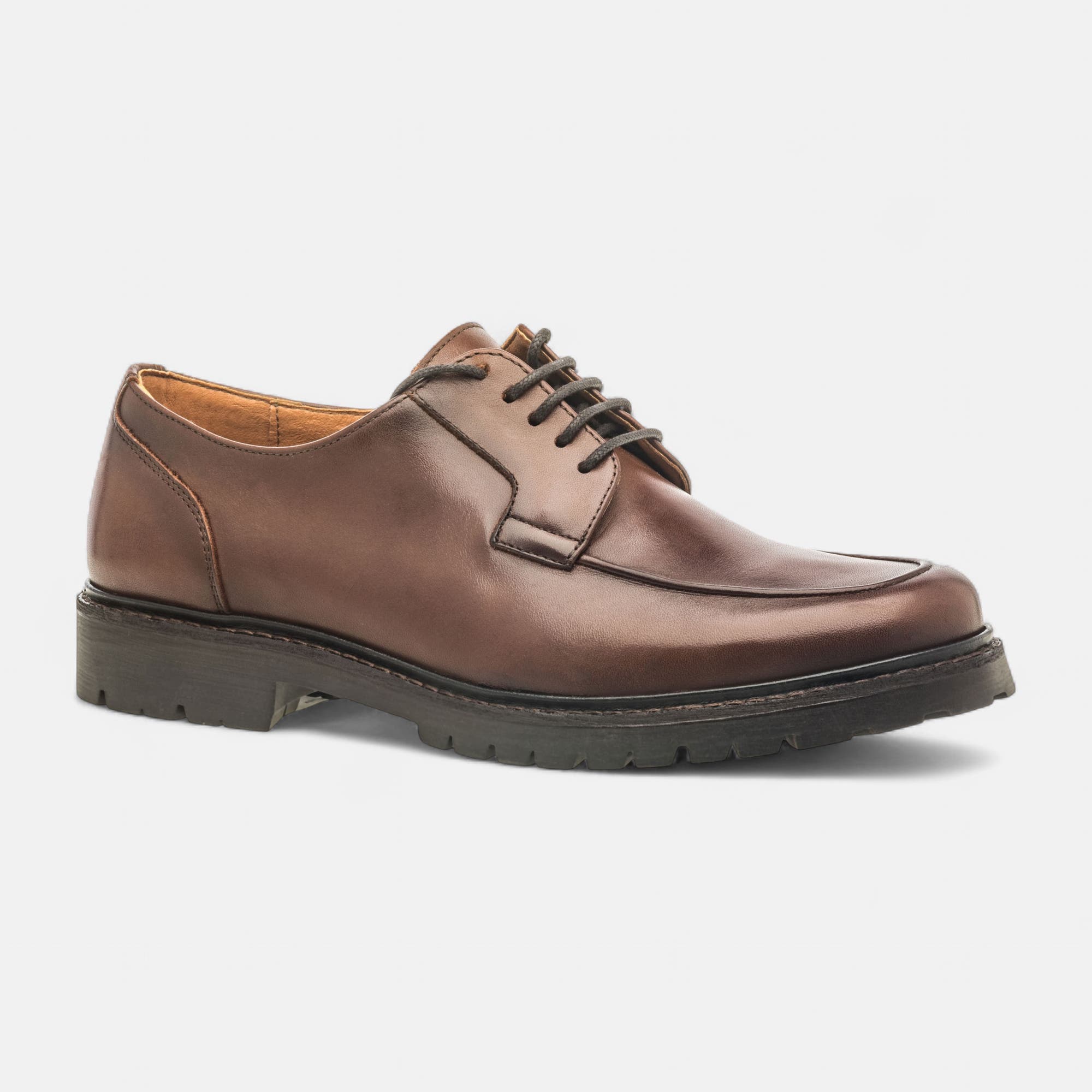 Derbies Homme en cuir cognac