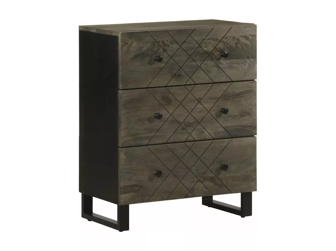Buffet noir 60x33x75 cm bois massif de manguier