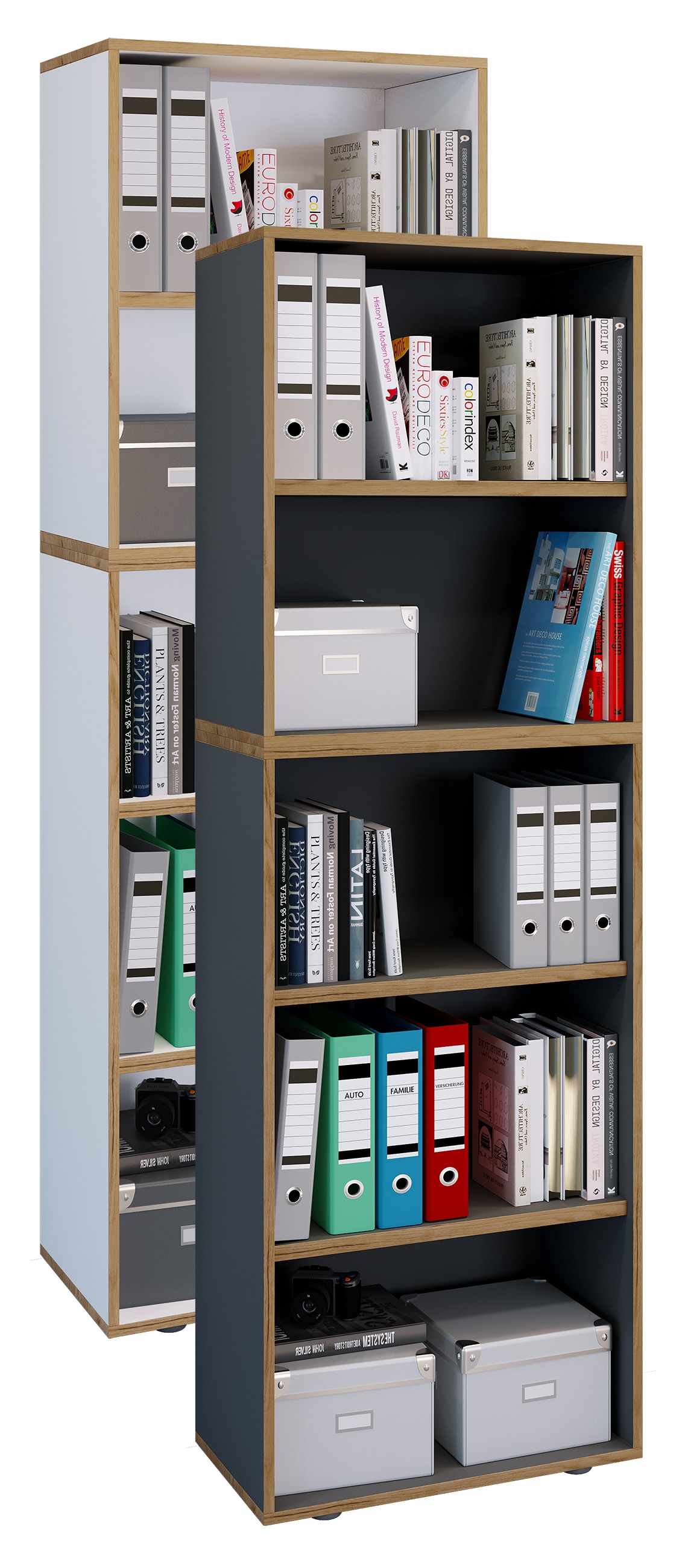 VCM Holz Büro Stand Regal Bücher Ordner Aktenregal Ordnerregal Bücherregal Salia 5-fach Breite 60 cm