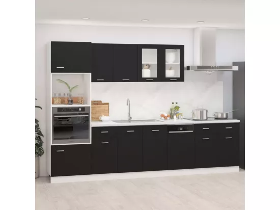 Ensemble de meubles de cuisine 7 pcs Noir Aggloméré