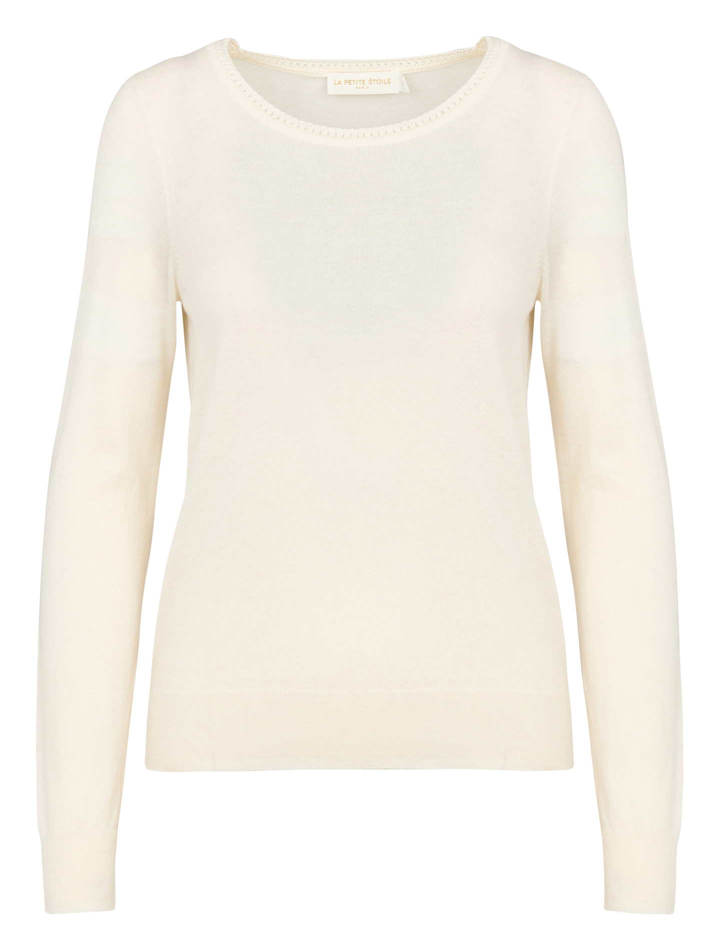 MARIE - Pull col rond droit en maille | Beige