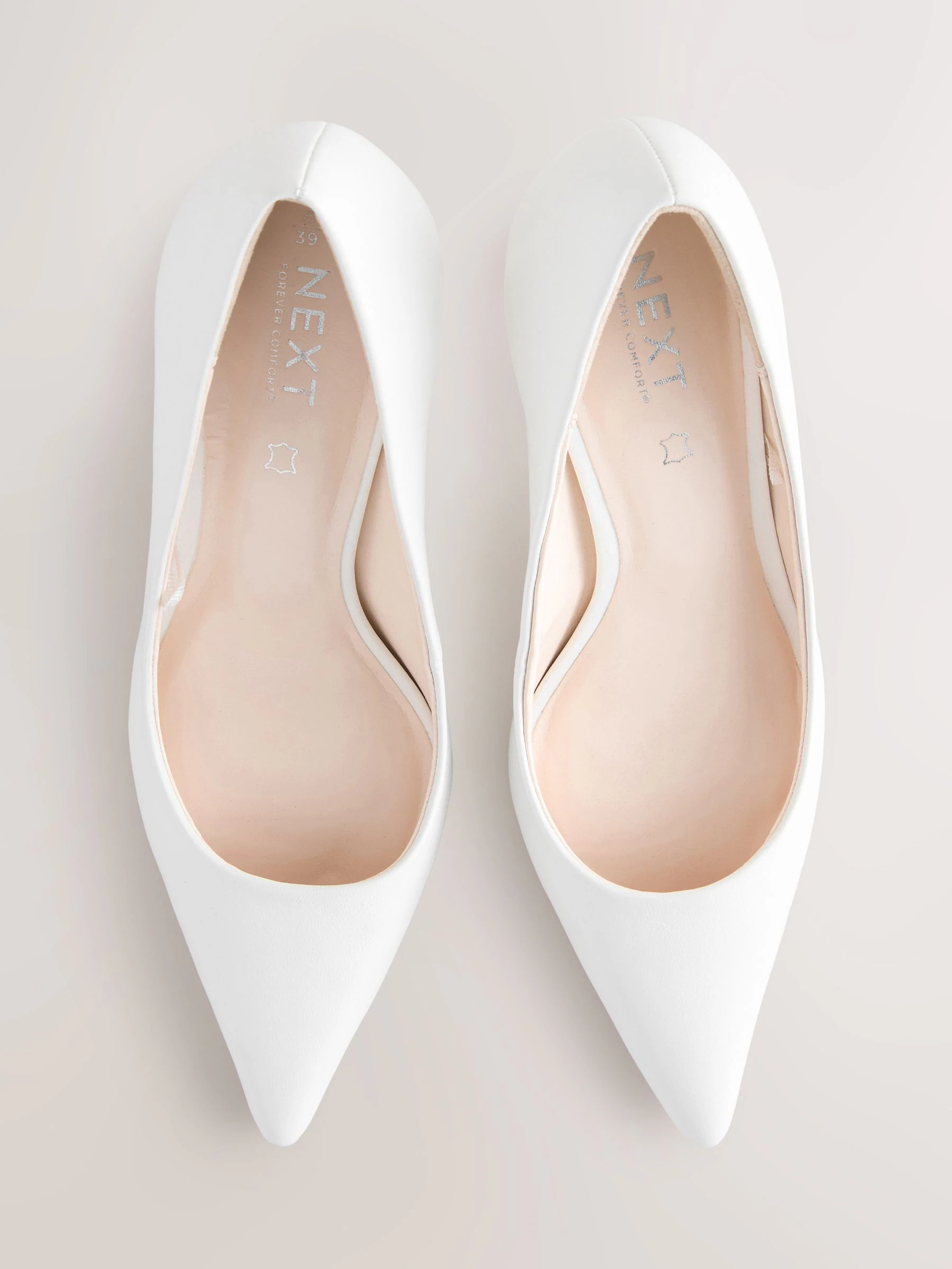 Wit - Leren mid-court pumps