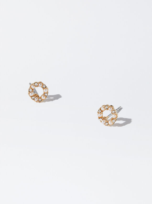 Brincos de ouro com cristais - Ouro