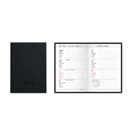 Idena Taschenkalender 2025 – A7, FSC® Mix, schwarz