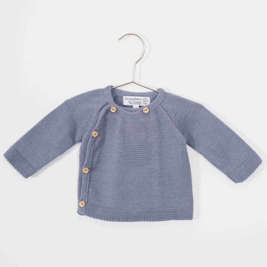 Petits chats Brassière en tricot   Bleu Orage        de               La Manufacture de Layette