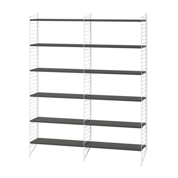 String - Regal 120 x 200 cm, dunkelgrau / weiss