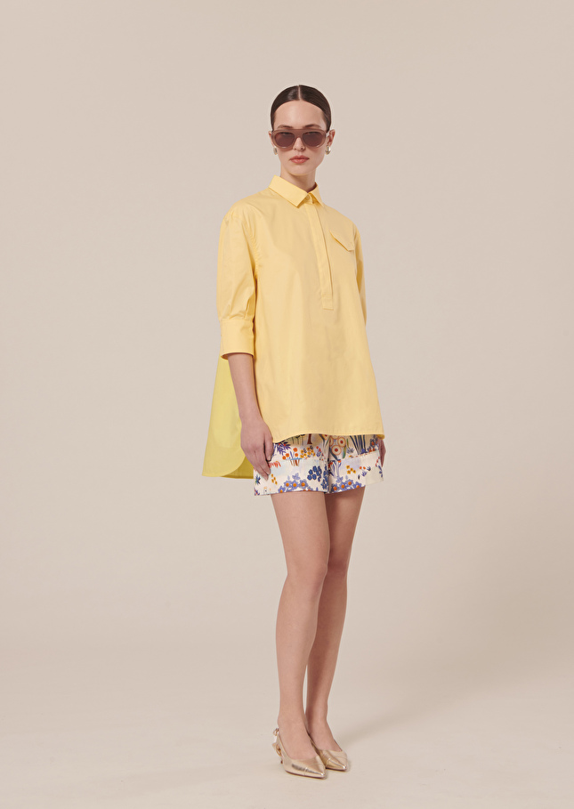 Top Tallulahjaune en popeline