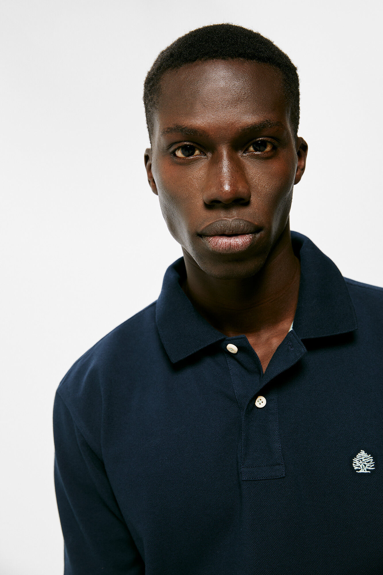 Camisa polo básica em piqué - azul marinho