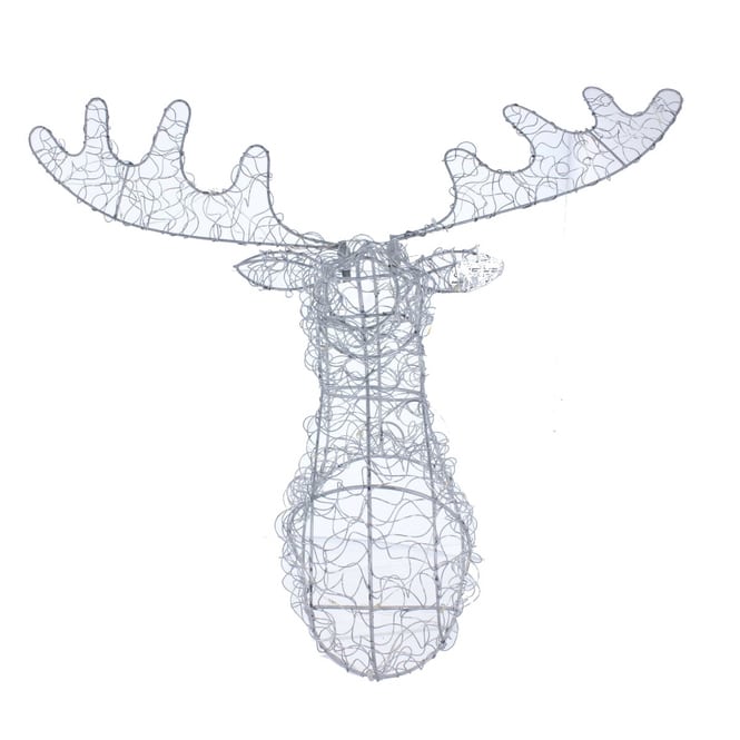 Hirsch - silber mit LED - aus Metall - 12 x 30 x 50 cm