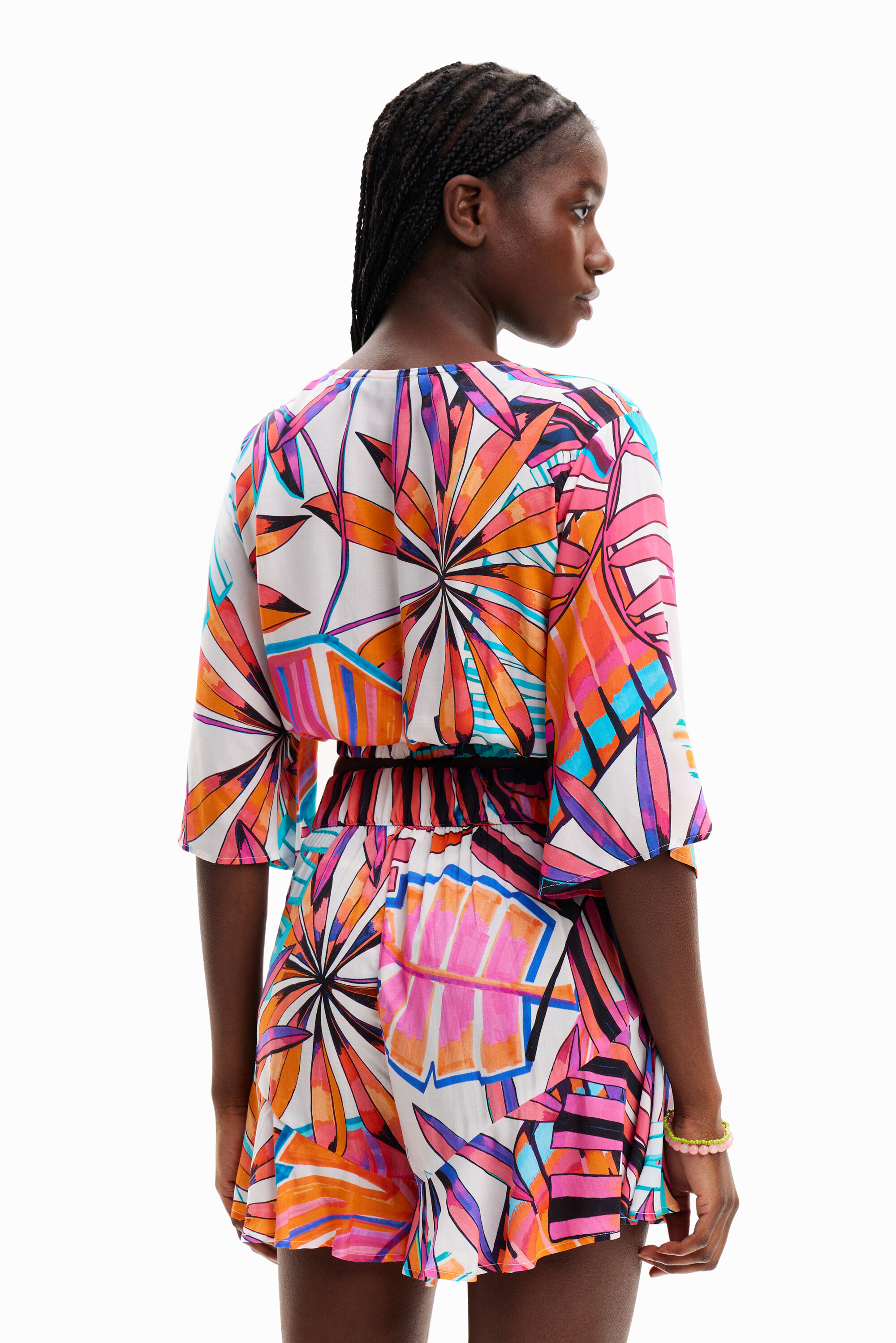 Crop top croisé tropical