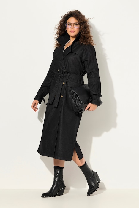 Jeans-Trenchcoat, Reverskragen, Vintage, doppelreihig