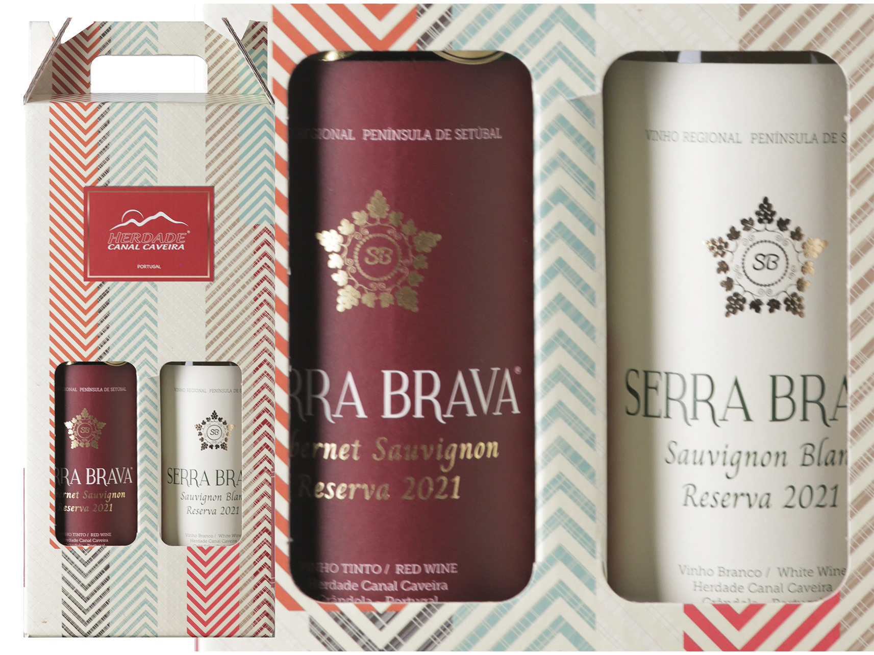 CONJUNTO VINHO BRANCO E TINTO SERRA BRAVA RESERVA 2X075L