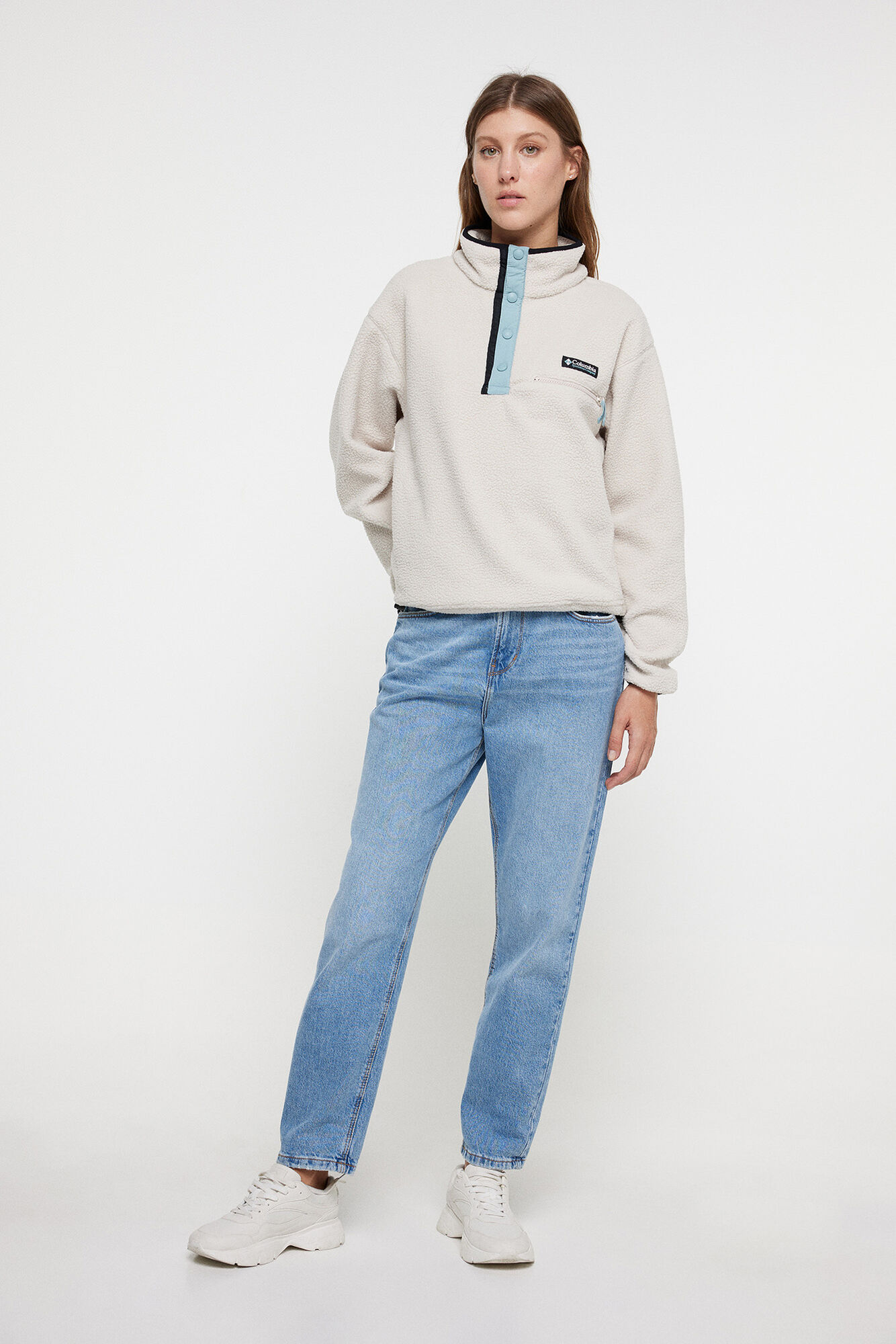 Jaqueta curta feminina Columbia™ Helvetia™ em fleece com fechamento de meio botão de pressão