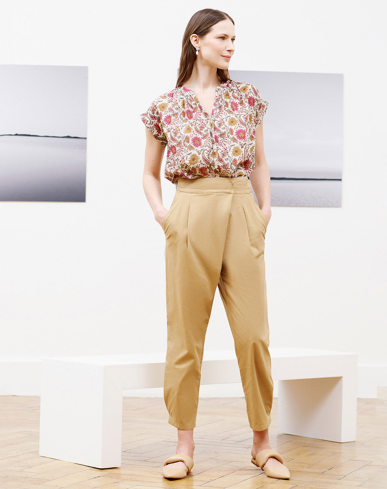 Caroll Pantalon carotte Laurel camel