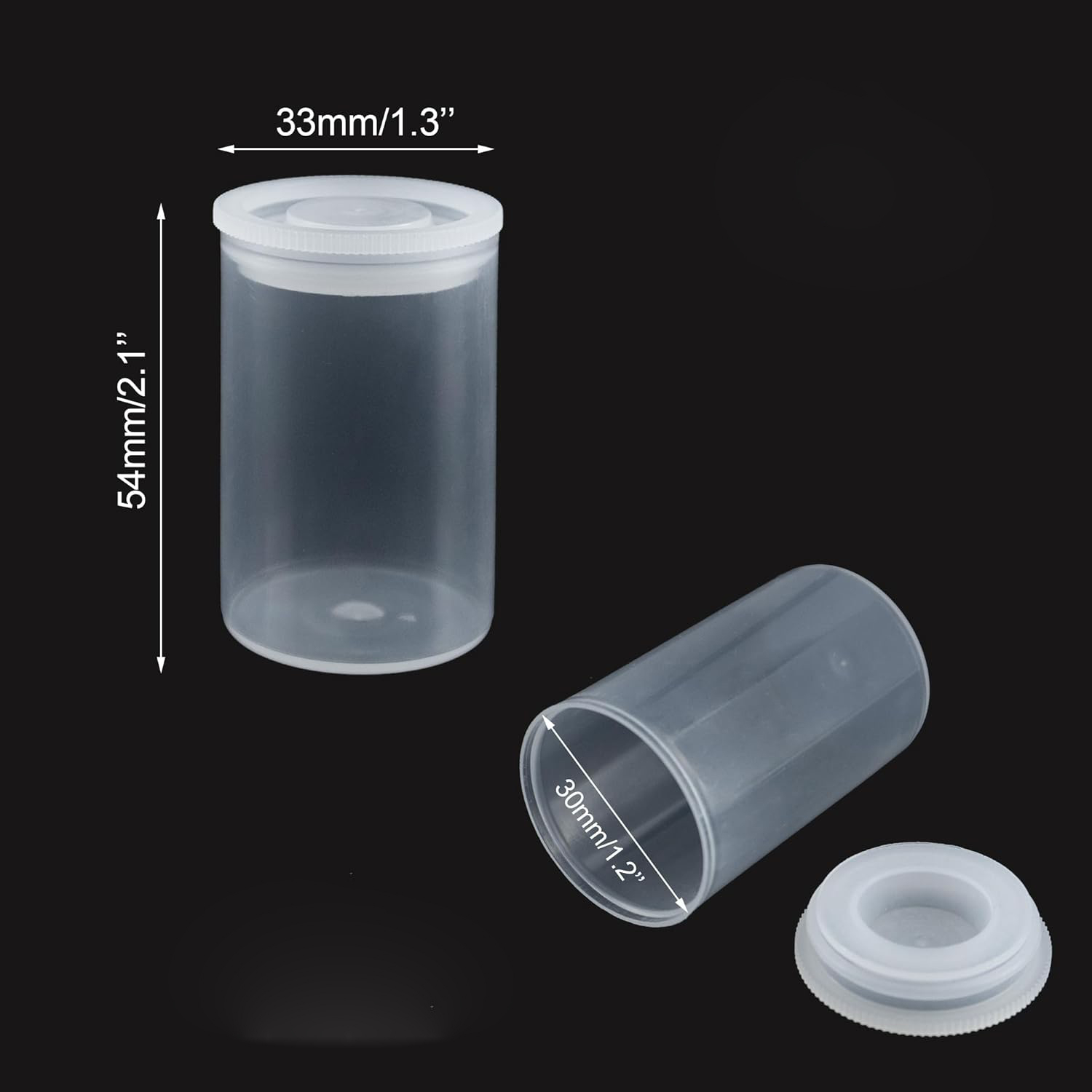 (20er Set) Universelle Filmdosen mit Deckel für Fotofilme / Tabletten / Kleinteile (Wasserdicht) - Transparent