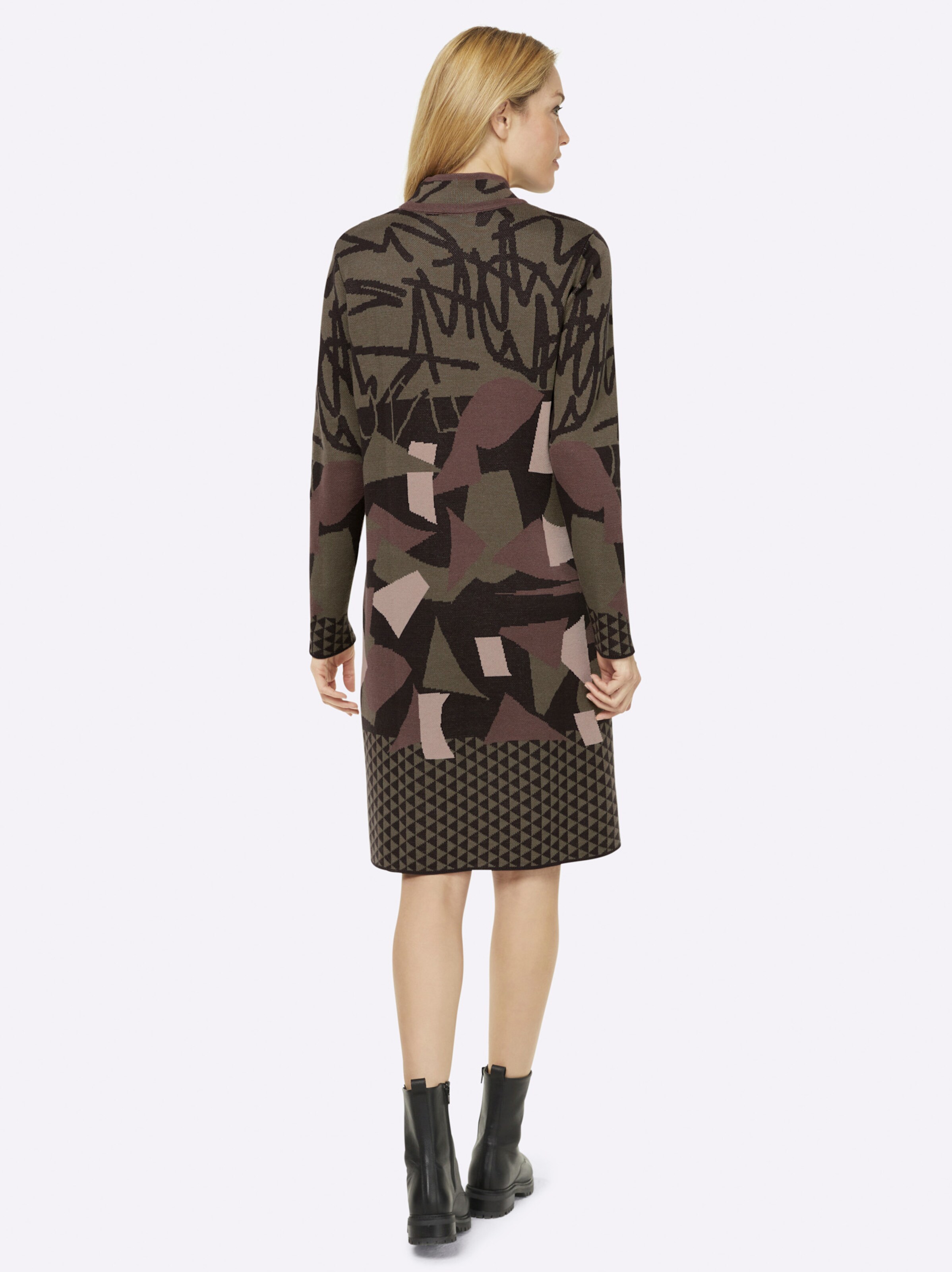 heine Strickkleid in khaki-graphit-gemustert