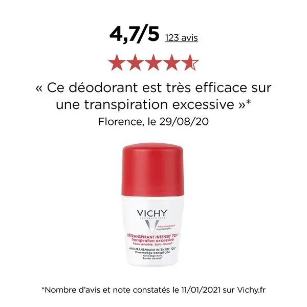 Desodorante Antitranspirante Roll-On Vichy 72h Intensive, Pacote com 2 unidades de 50ml