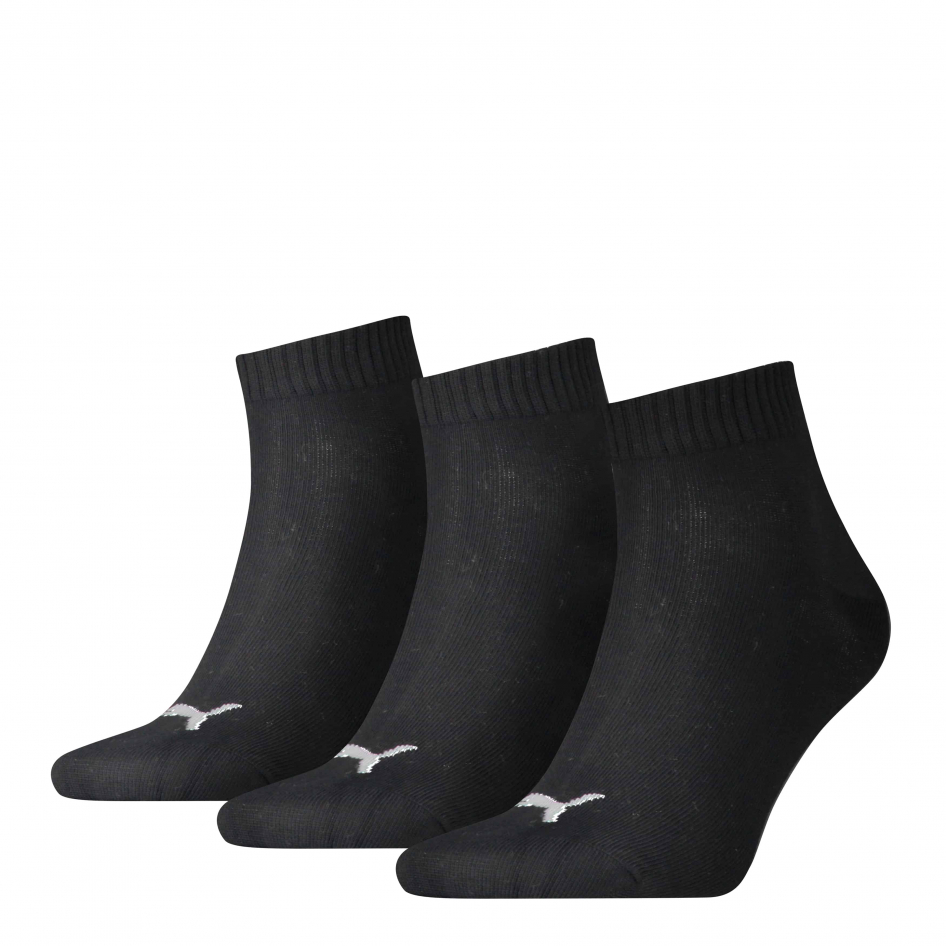 Puma UNISEX QUARTER PLAIN 3P Socken in Schwarz