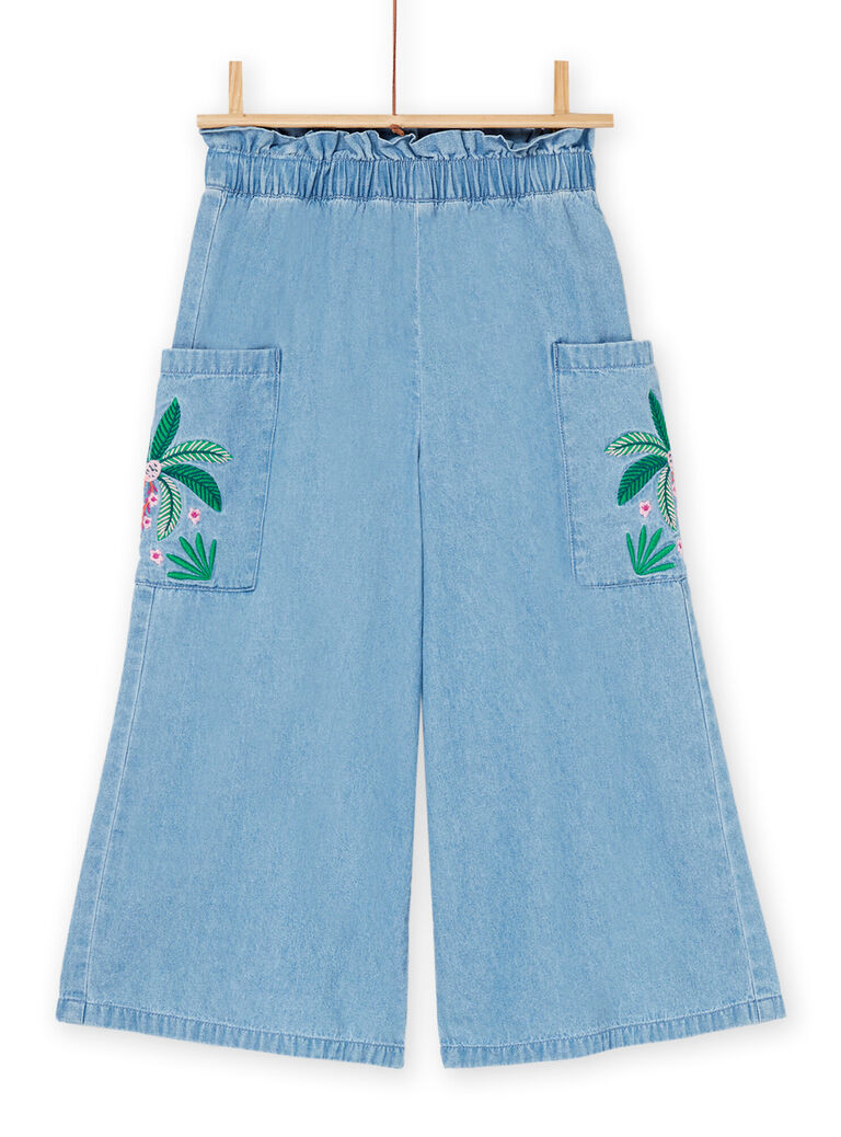 Pantalon fluide bleu en jean