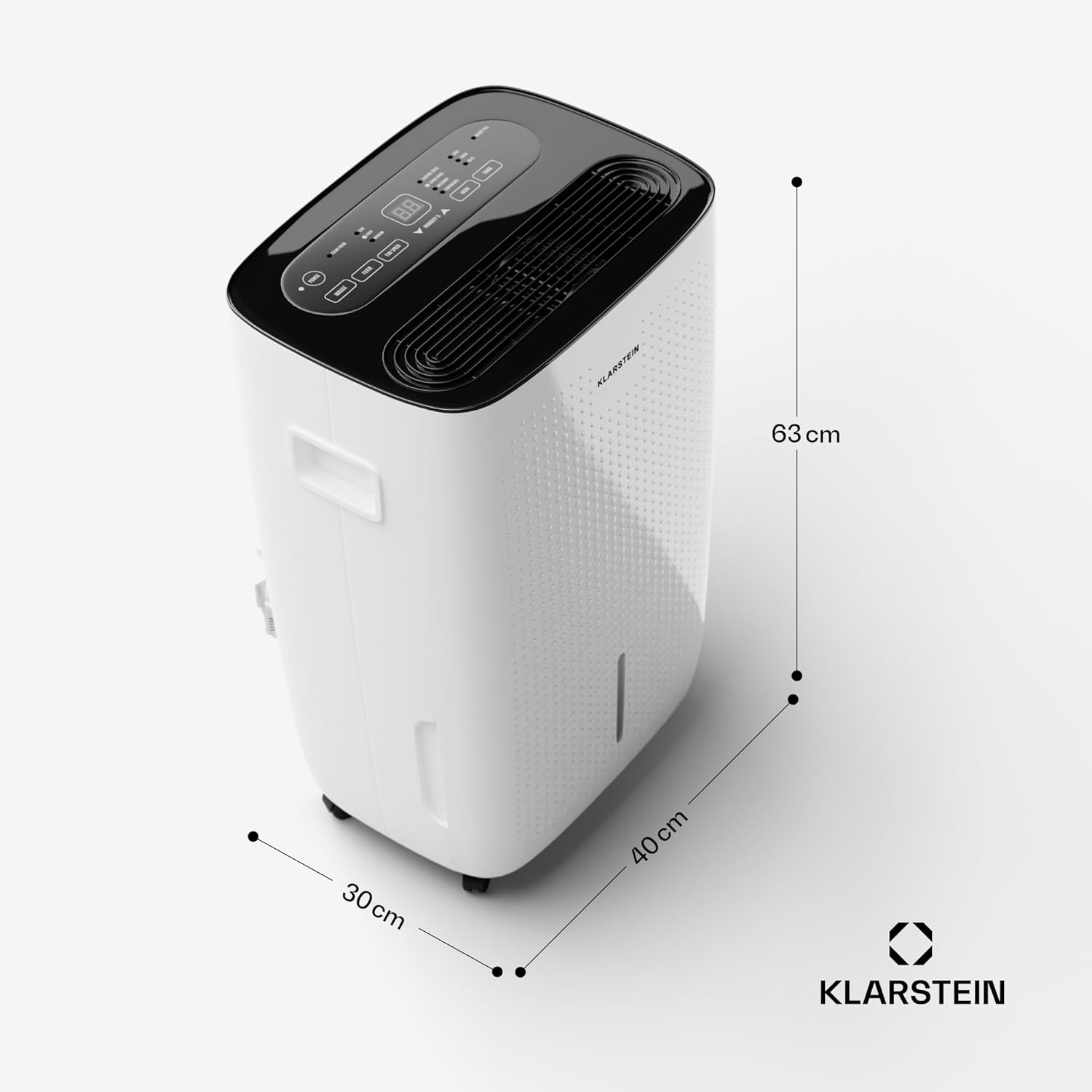 Klarstein DryFy Connect 60L Luftentfeuchter, 60L/24h, WiFi App Steuerung, 8L Tank, Timer, Elektrischer Entfeuchter für Räume 45-65m², Automatische Abschaltung, Tragbar, Weiß