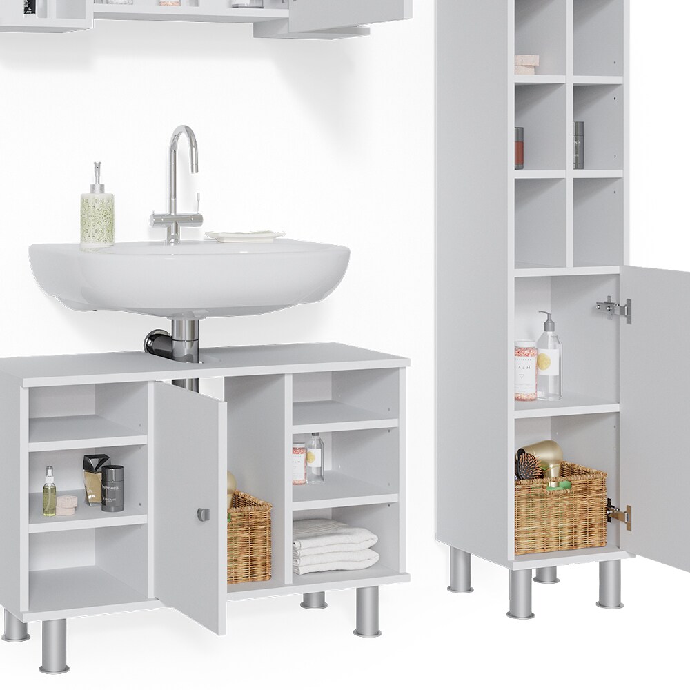 Vicco Badmöbel Set Fynn Spiegelschrank Waschbeckenunterschrank Hochschrank Bad