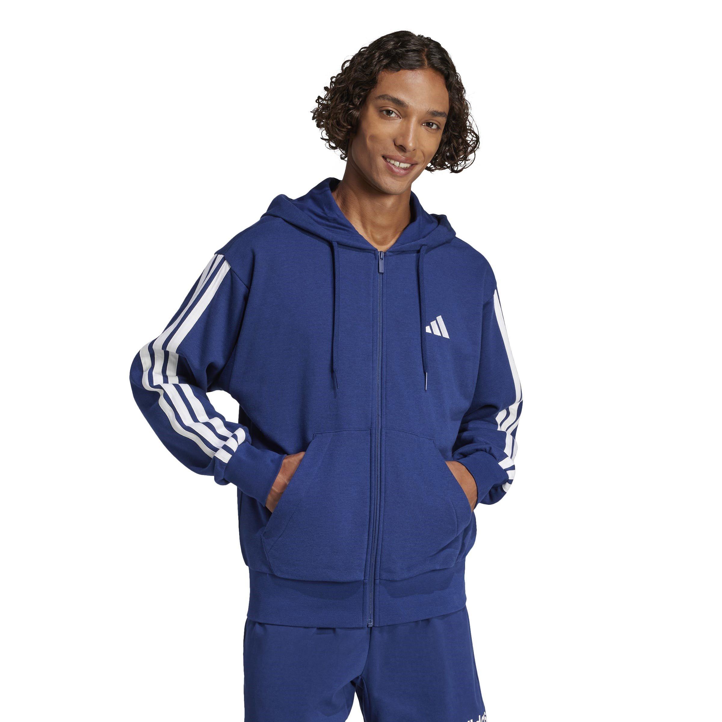 adidas Essentials French Terry 3 Stripes Zip Hoodie Mens