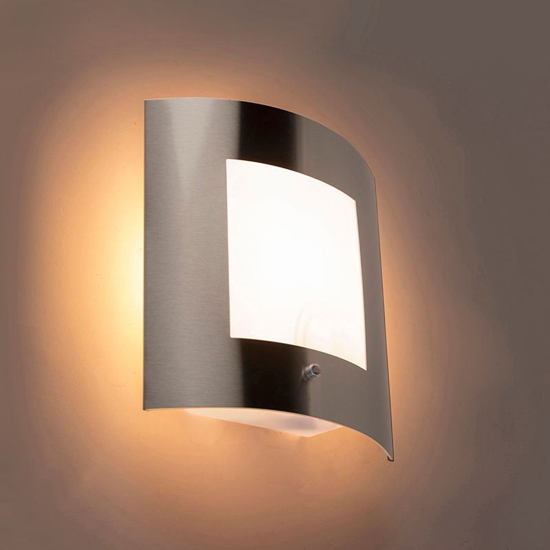 Buiten wandlamp staal IP44 schemersensor - Emmerald