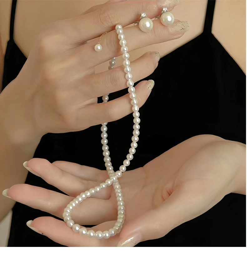 (784er Set) Ø1-10mm Runde Perlen DIY Bastel Schmuck Zwischenperle in Perlmutt Optik für Armband / Kette - Weiss