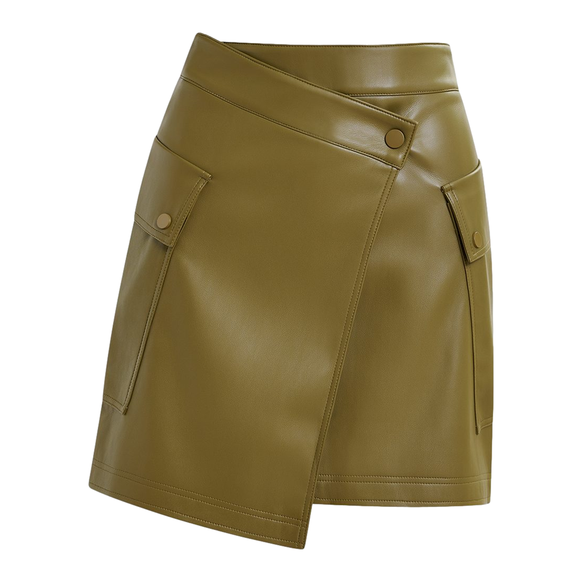 GRADUAL - Mini-jupe portefeuille effet cuir | Marron