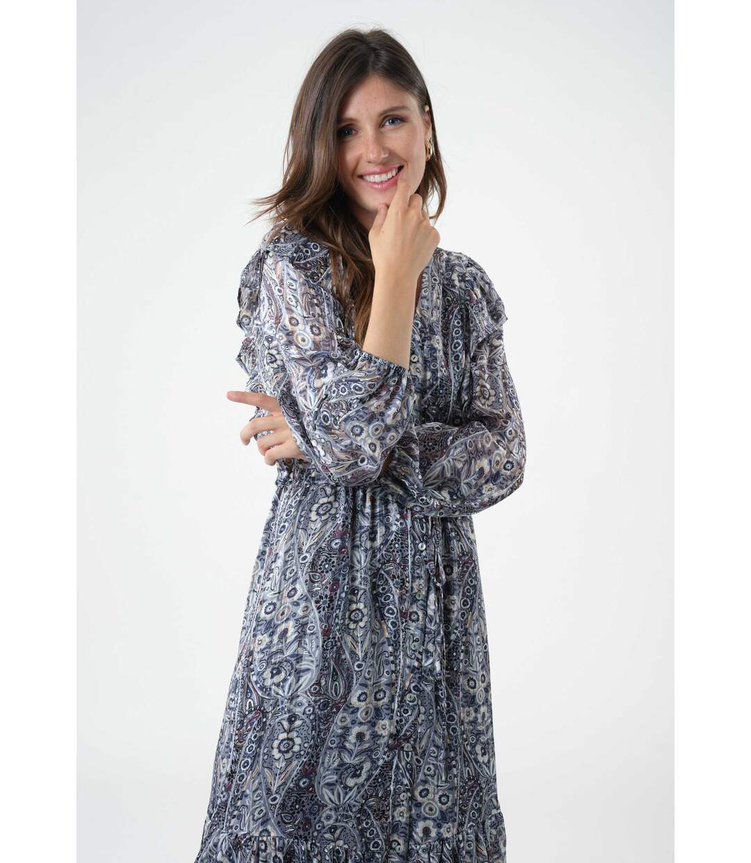 Robe longue à motif LISANDRE