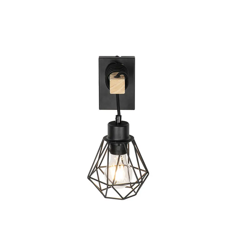 Qazqa wandlampen chon zwart e27