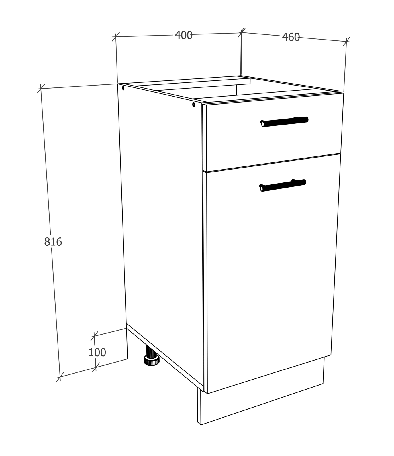 Unterschrank ESILO - weiß - anthrazit - 40 cm