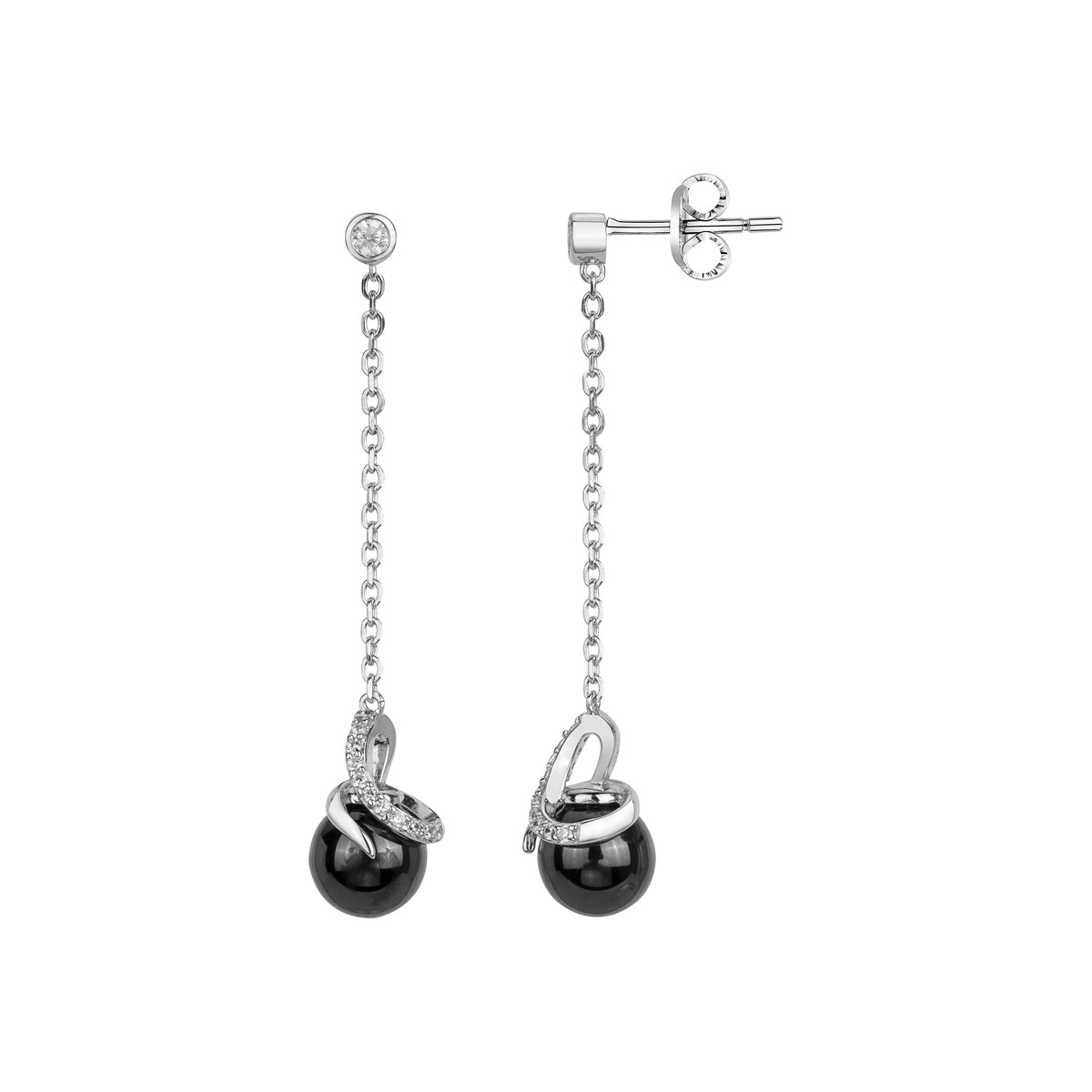 Boucles d'oreilles pendantes en Argent avec oxyde de zirconium blanc
