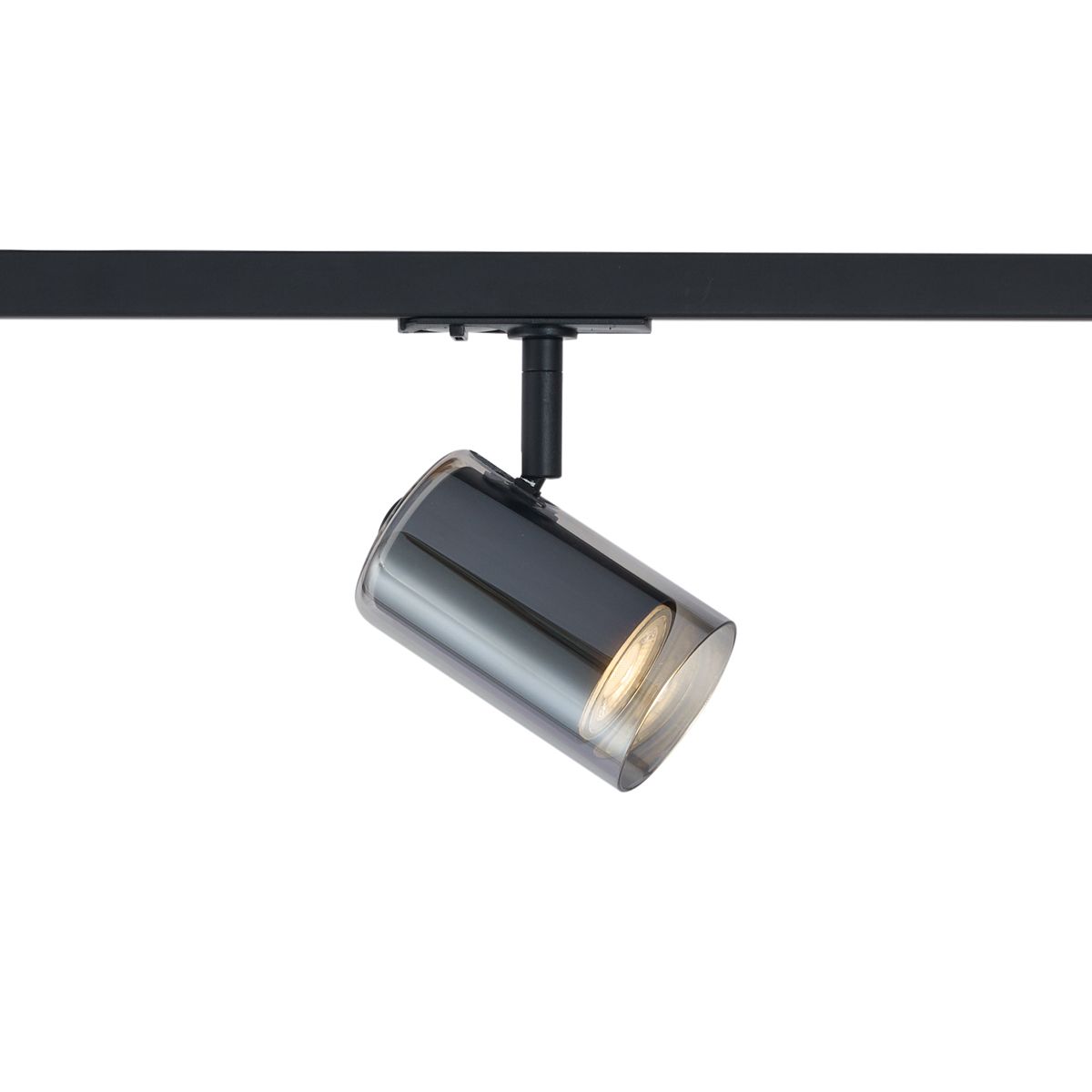 Moderne spot zwart met smoke glas voor railsysteem 1-fase - Iconic Lloyd